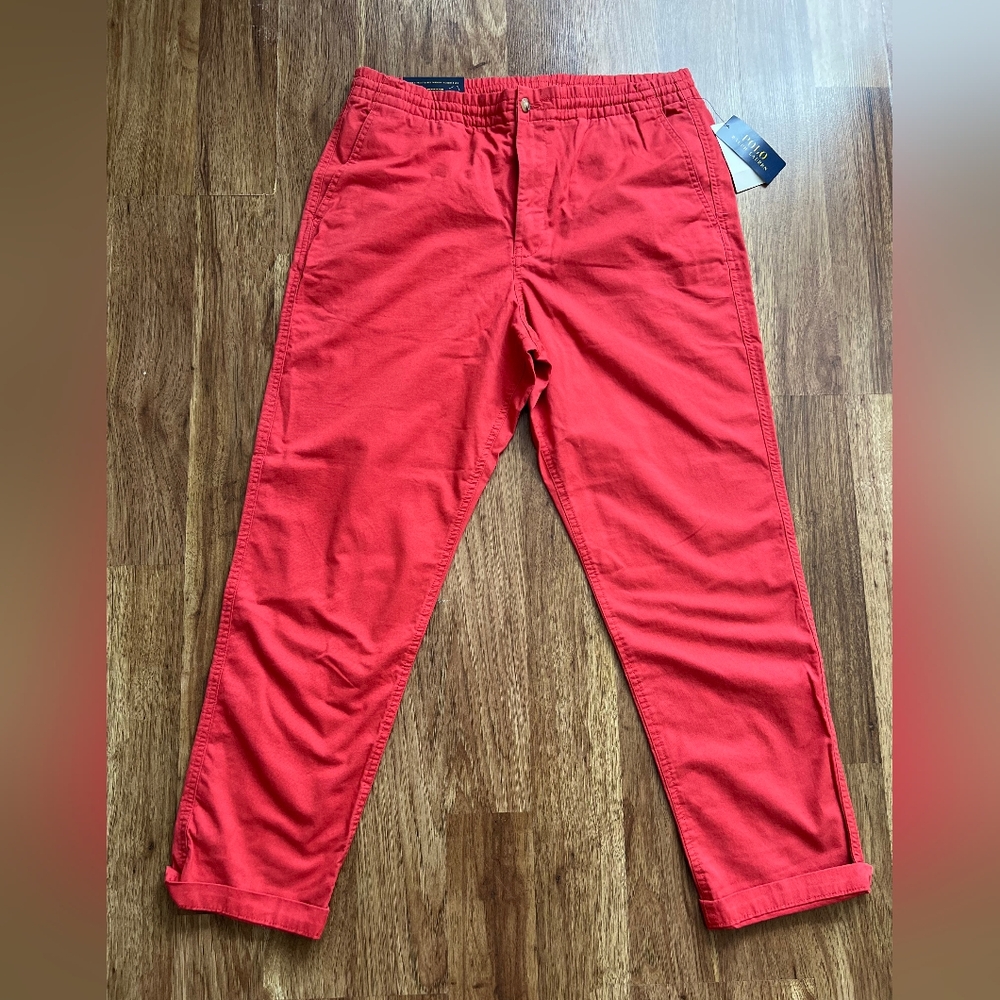 Polo Ralph Lauren Chino Pants Drawstring Classic Fit Stretch Red Men's Size L
